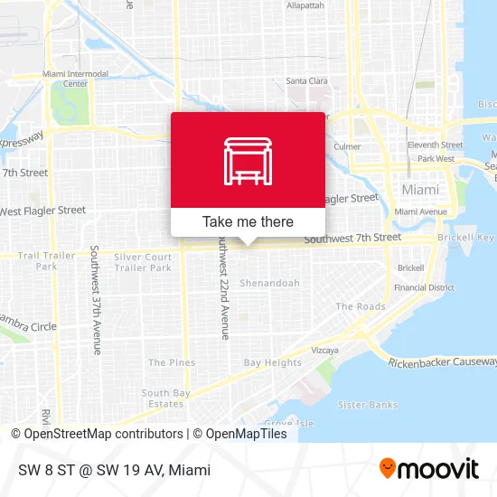 Mapa de SW 8 ST @ SW 19 AV