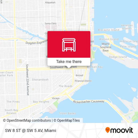 Mapa de SW 8 ST @ SW 5 AV