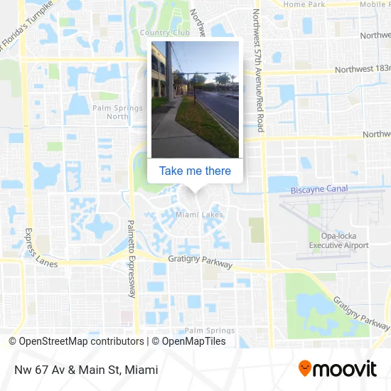 Nw 67 Av & Main St map