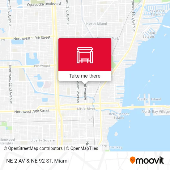NE 2 AV & NE 92 ST map