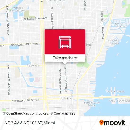 NE 2 AV & NE 103 ST map
