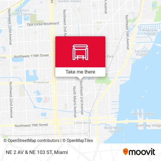 NE 2 AV & NE 103 ST map