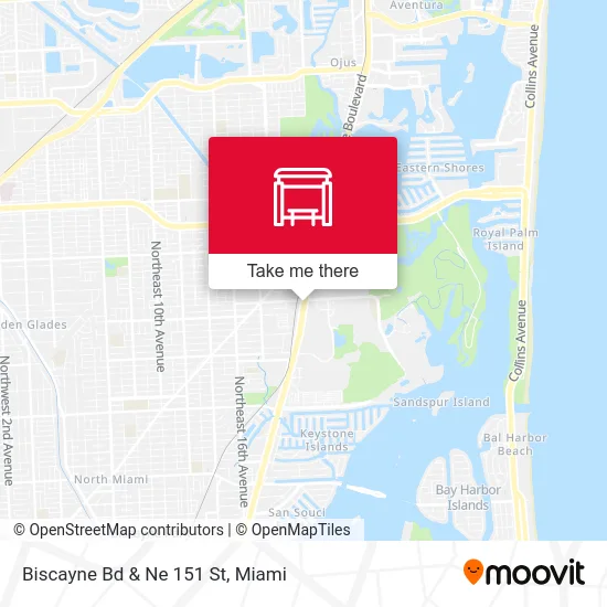 Biscayne Bd & Ne 151 St map