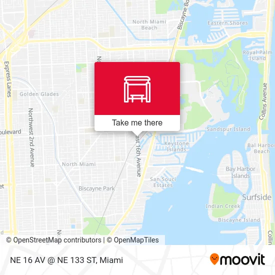 NE 16 AV @ NE 133 ST map