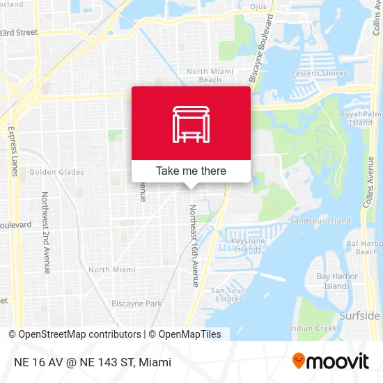 NE 16 AV @ NE 143 ST map