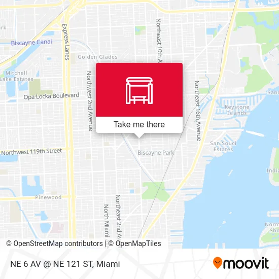 NE 6 AV @ NE 121 ST map
