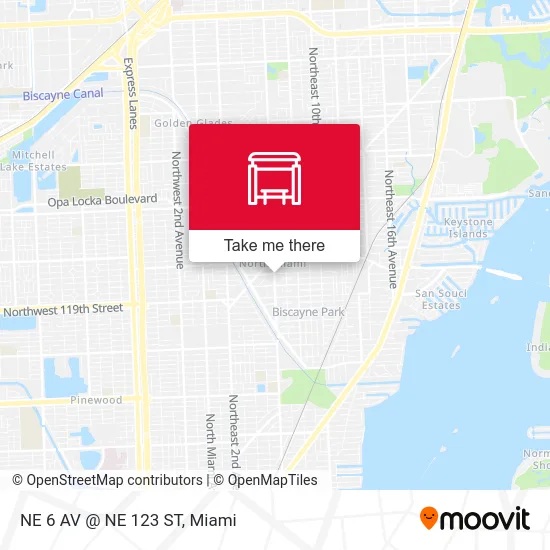 NE 6 AV @ NE 123 ST map