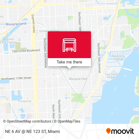 NE 6 AV @ NE 123 ST map