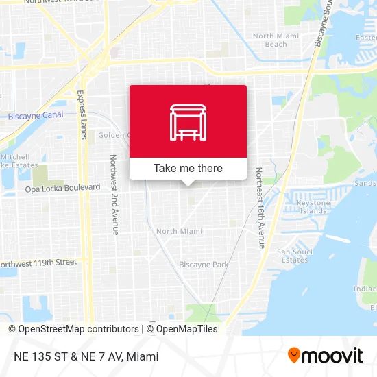 NE 135 ST & NE 7 AV map