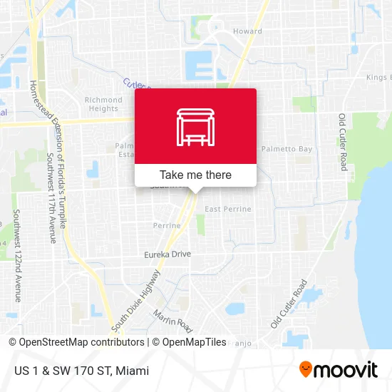 US 1 & SW 170 ST map