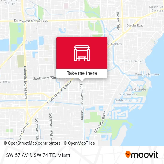 SW 57 AV & SW 74 TE map