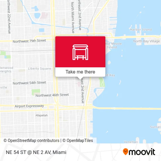 NE 54 ST @ NE 2 AV map