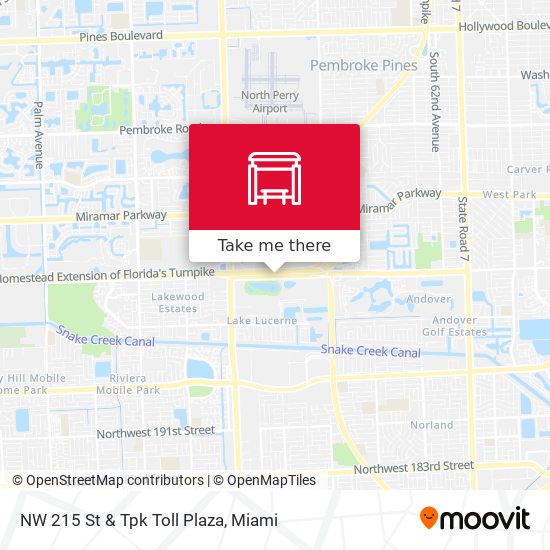 NW 215 St & Tpk Toll Plaza map