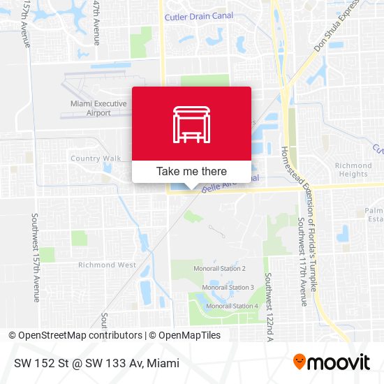 SW 152 St @ SW 133 Av map