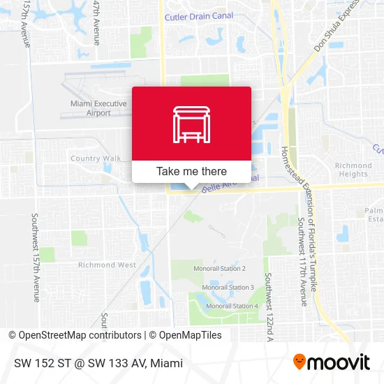 SW 152 ST @ SW 133 AV map