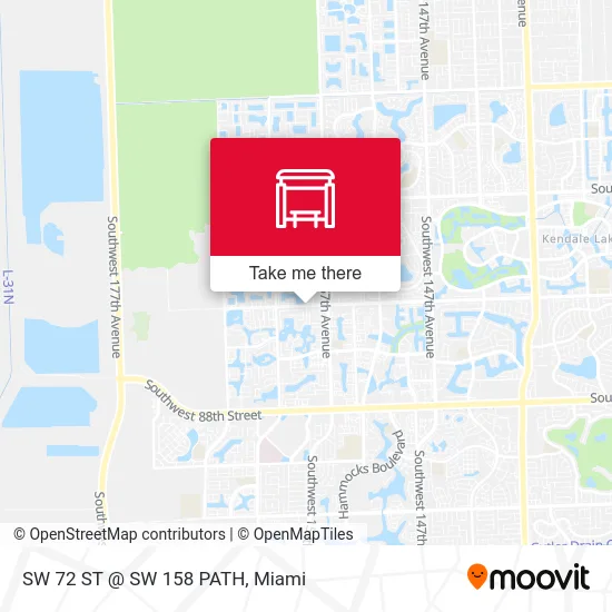 SW 72 ST @ SW 158 PATH map