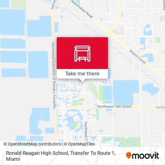 Ronald Reagan High School, Transfer To Route 1 map