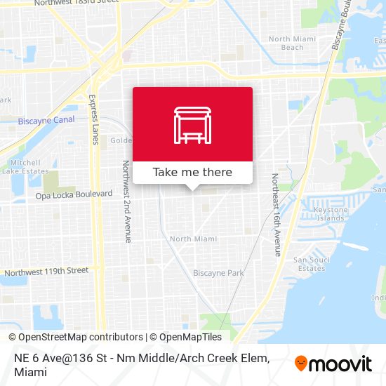 NE 6 Ave@136 St - Nm Middle / Arch Creek Elem map