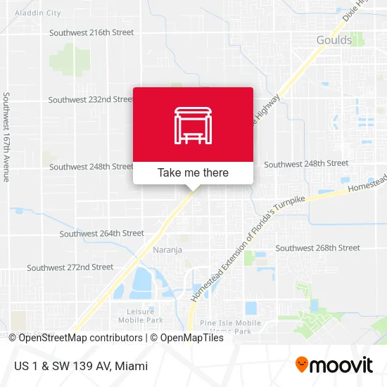 US 1 & SW 139 AV map