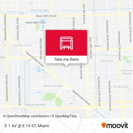 Mapa de E 1 AV @ E 14 ST