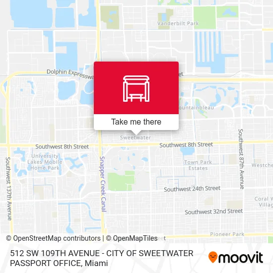 512 SW 109TH AVENUE - CITY OF SWEETWATER PASSPORT OFFICE map