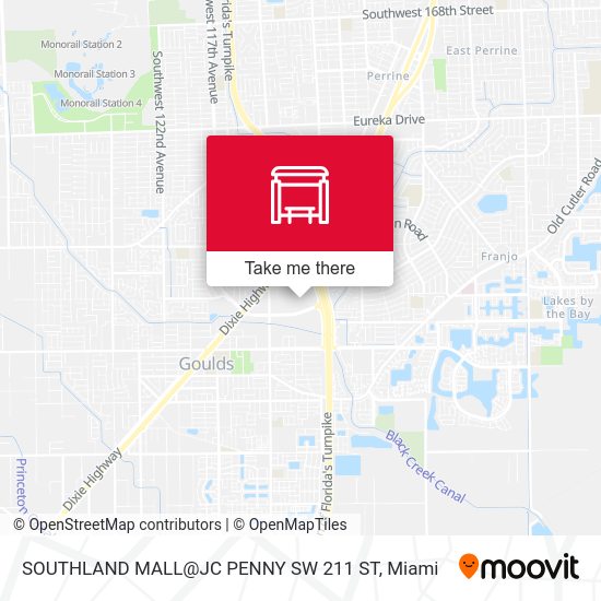 SOUTHLAND MALL@JC PENNY SW 211 ST map