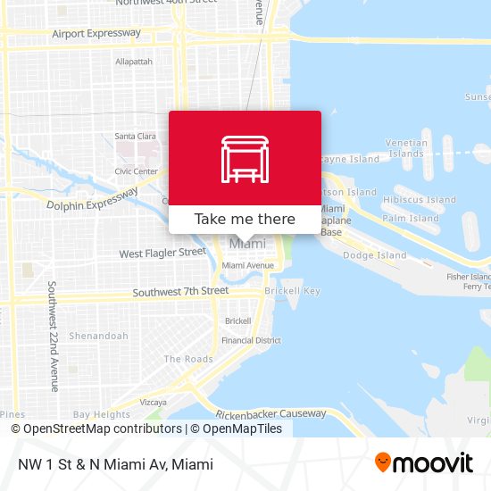 NW 1 St & N Miami Av map
