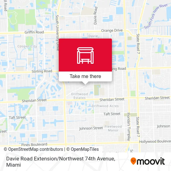 Davie Road Extension / Northwest 74th Avenue map