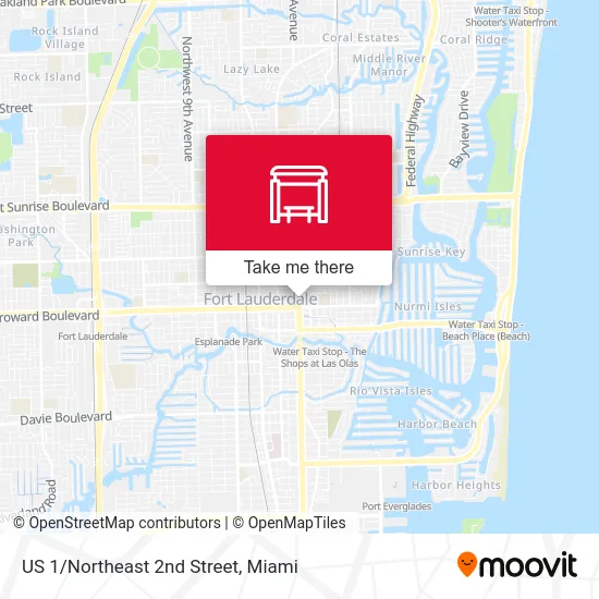 US 1/Northeast 2nd Street map