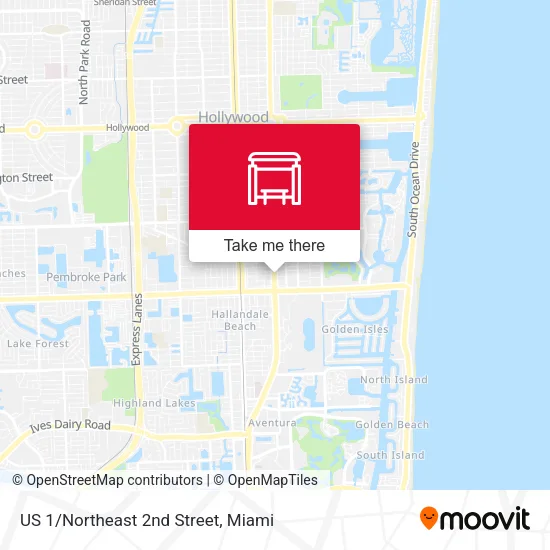US 1/Northeast 2nd Street map