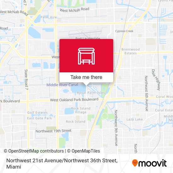 Mapa de Northwest 21st Avenue / Northwest 36th Street