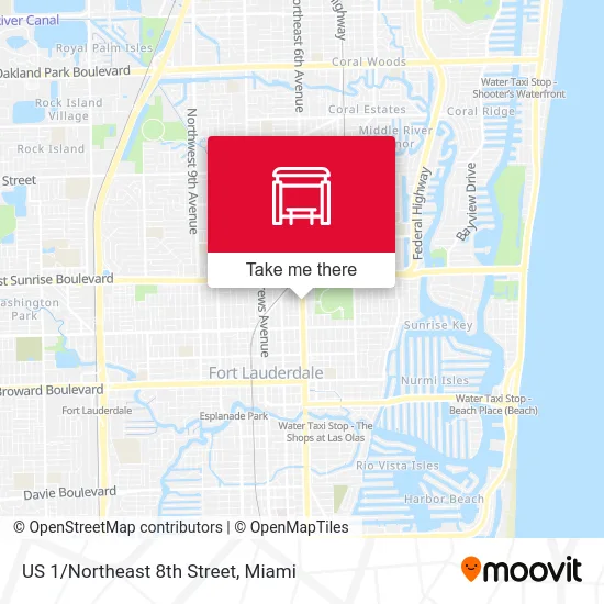 US 1/Northeast 8th Street map