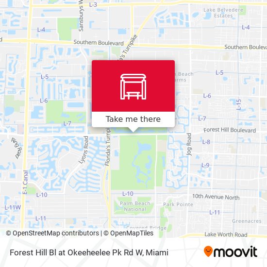 Forest Hill Bl at Okeeheelee Pk Rd W map