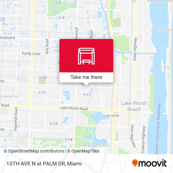 10TH AVE N at PALM DR map