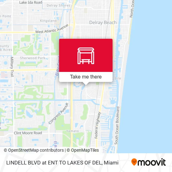 LINDELL BLVD at ENT TO LAKES OF DEL map