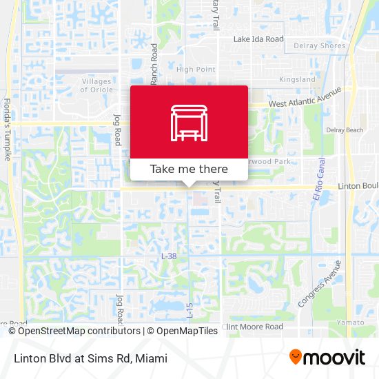 Linton Blvd at Sims Rd map
