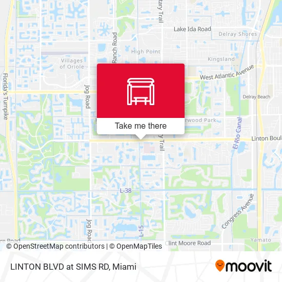 LINTON BLVD at SIMS RD map