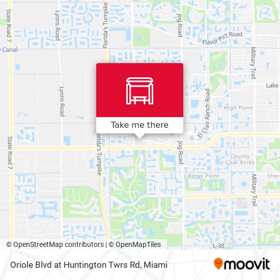 Oriole Blvd at Huntington Twrs Rd map