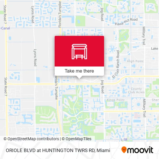 Mapa de ORIOLE BLVD at HUNTINGTON TWRS RD