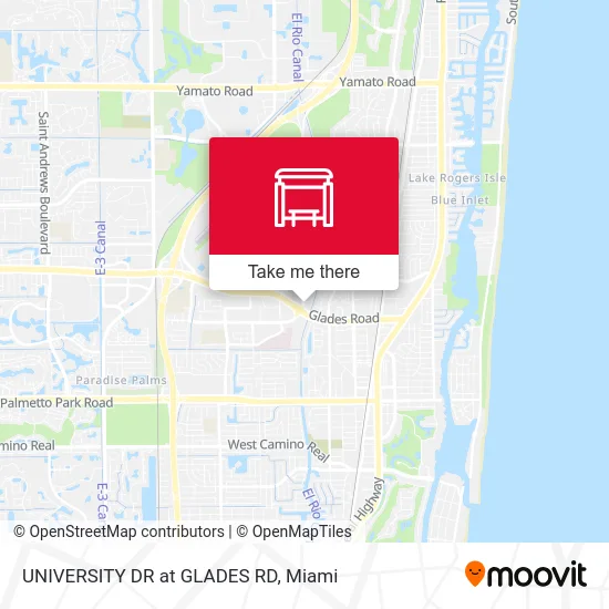UNIVERSITY DR at GLADES RD map