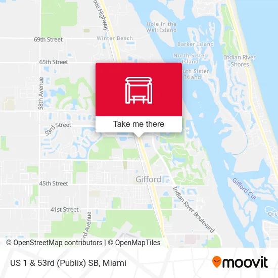 US 1  &  53rd (Publix) SB map