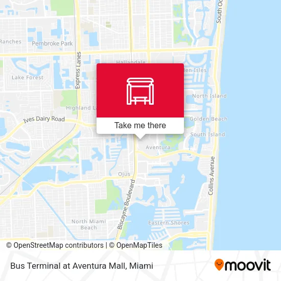 Bus Terminal at Aventura Mall map