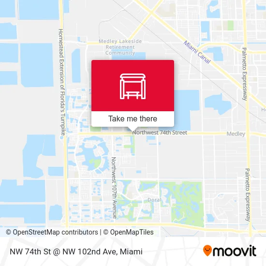 NW 74th St @ NW 102nd Ave map