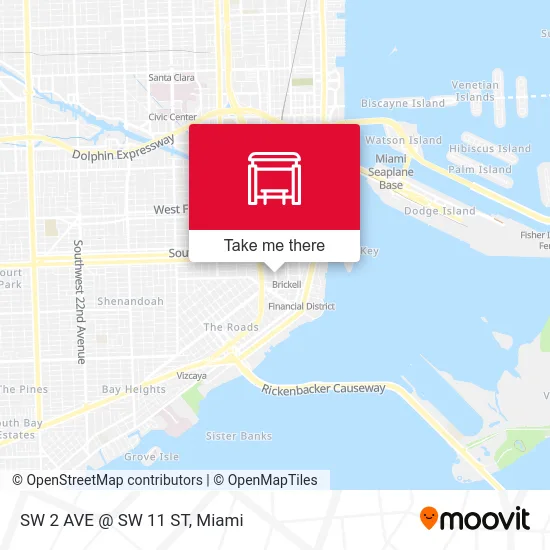 SW 2 AVE @ SW 11 ST map