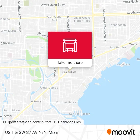 US 1 & SW 37 AV N/N map