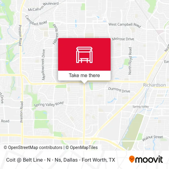 Coit @ Belt Line - N - Ns map