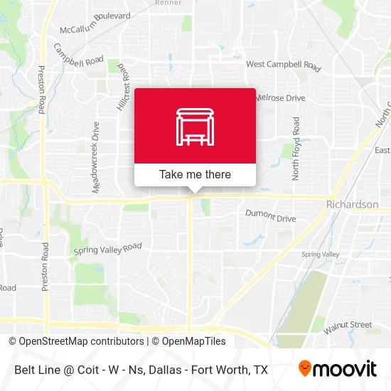 Belt Line @ Coit - W - Ns map