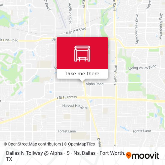 Dallas N Tollway @ Alpha - S - Ns map