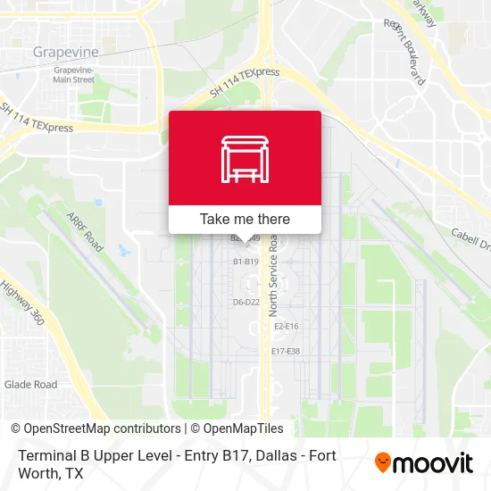Terminal B Upper Level - Entry B17 map
