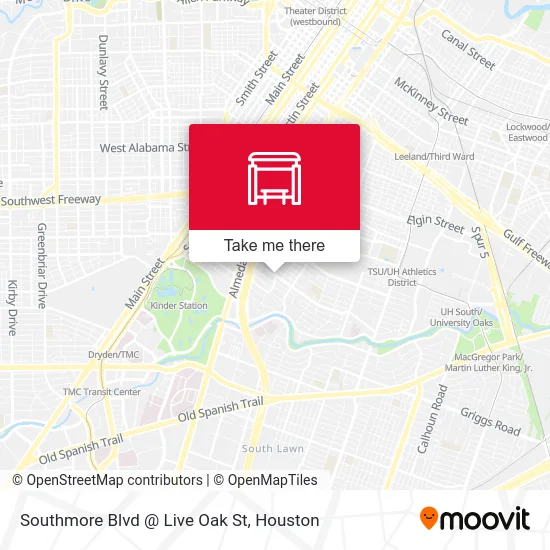 Southmore Blvd @ Live Oak St map